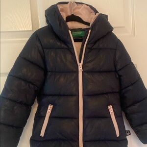 United Colors Of Benetton Blue and Pink Puffer Jacket with Hood